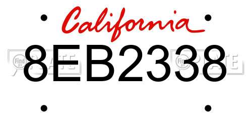 8EB2338 California License Plate