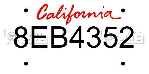 8EB4352 California License Plate