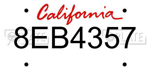 8EB4357 California License Plate