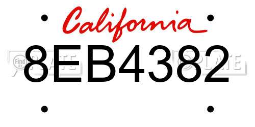 8EB4382 California License Plate