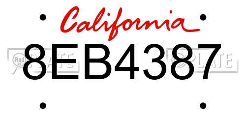 8EB4387 California License Plate