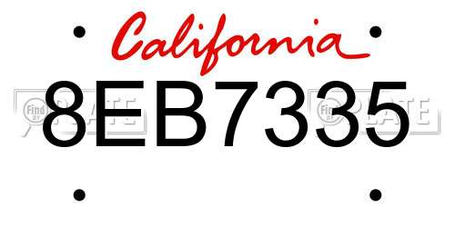 8EB7335 California License Plate