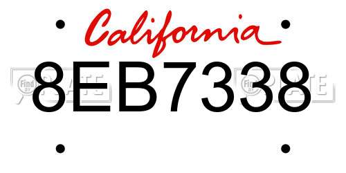 8EB7338 California License Plate