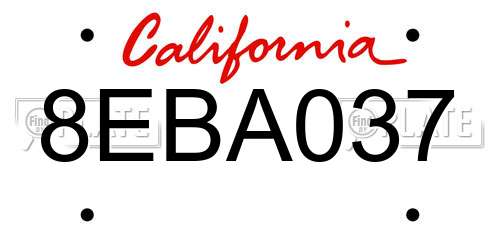8EBA037 California License Plate
