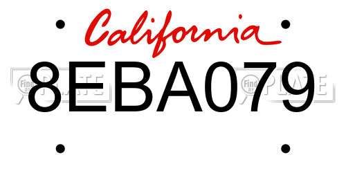 8EBA079 California License Plate