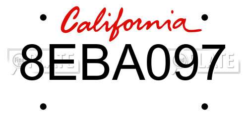 8EBA097 California License Plate