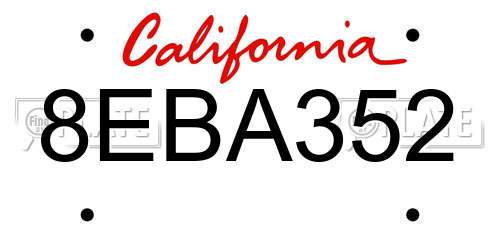8EBA352 California License Plate
