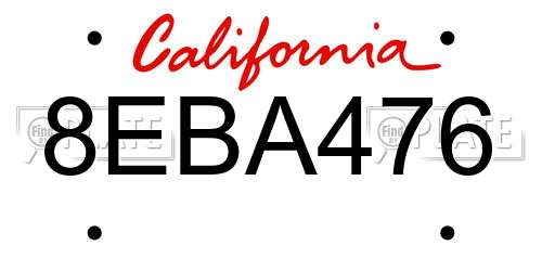 8EBA476 California License Plate