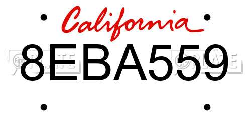 8EBA559 California License Plate