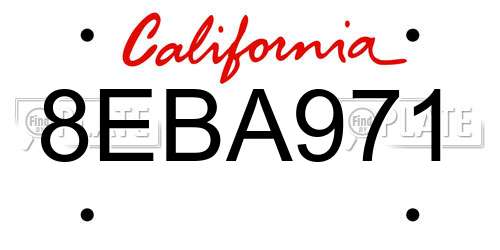 8EBA971 California License Plate