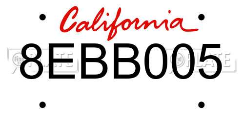8EBB005 California License Plate