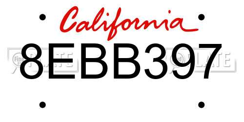 8EBB397 California License Plate