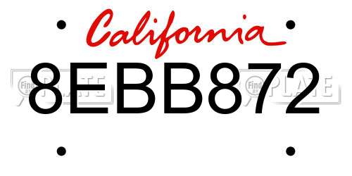 8EBB872 California License Plate