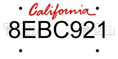 8EBC921 California License Plate