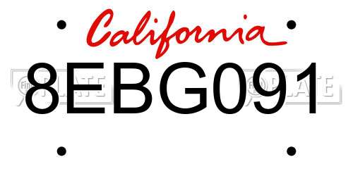 8EBG091 California License Plate