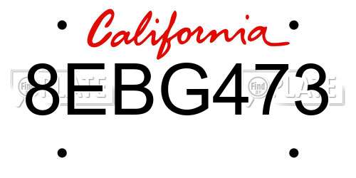 8EBG473 California License Plate