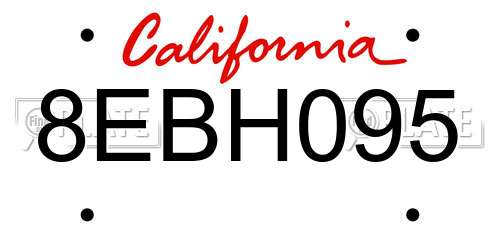 8EBH095 California License Plate