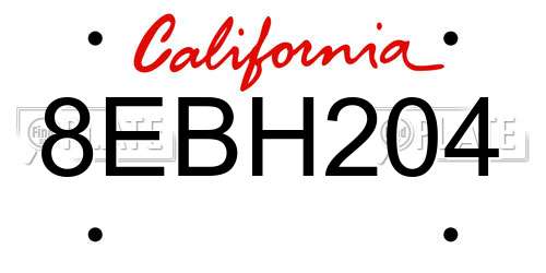 8EBH204 California License Plate