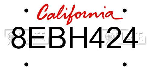 8EBH424 California License Plate