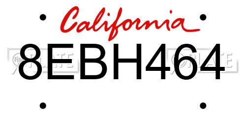 8EBH464 California License Plate
