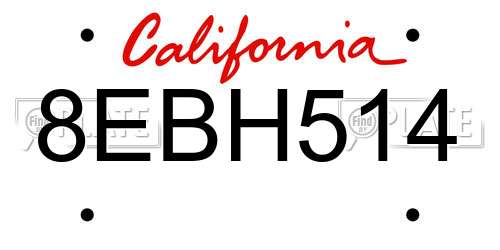8EBH514 California License Plate