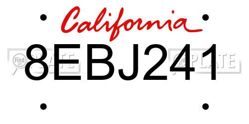 8EBJ241 California License Plate