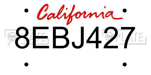 8EBJ427 California License Plate