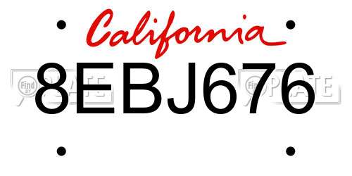 8EBJ676 California License Plate