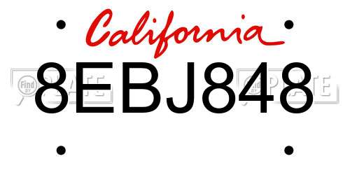 8EBJ848 California License Plate