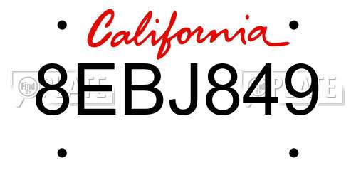 8EBJ849 California License Plate