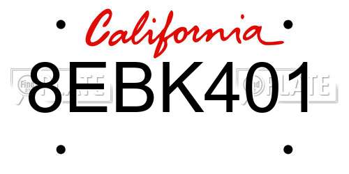 8EBK401 California License Plate