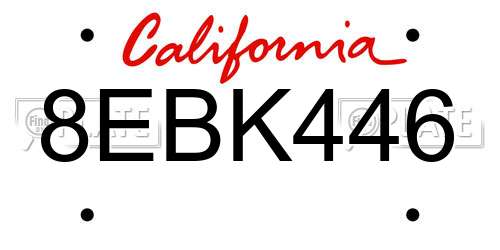 8EBK446 California License Plate