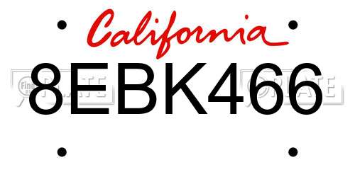 8EBK466 California License Plate