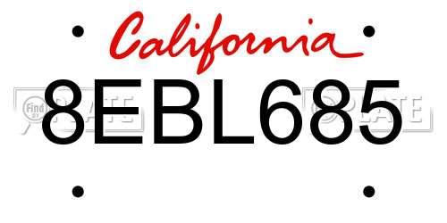 8EBL685 California License Plate