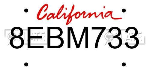 8EBM733 California License Plate