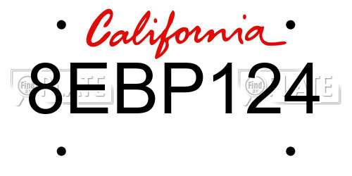 8EBP124 California License Plate