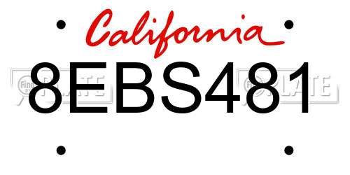 8EBS481 California License Plate