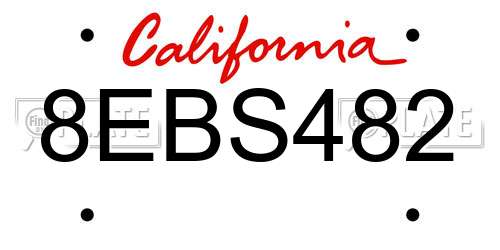 8EBS482 California License Plate