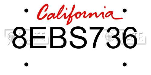 8EBS736 California License Plate