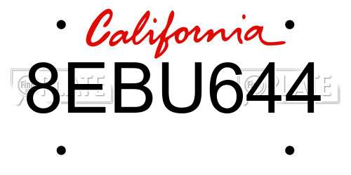 8EBU644 California License Plate