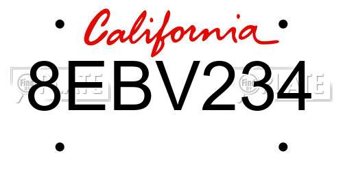 8EBV234 California License Plate