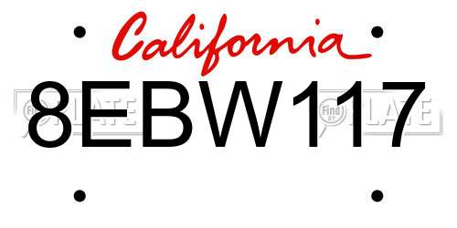 8EBW117 California License Plate