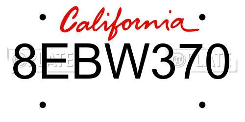 8EBW370 California License Plate
