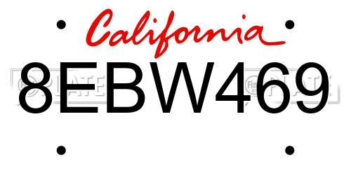 8EBW469 California License Plate