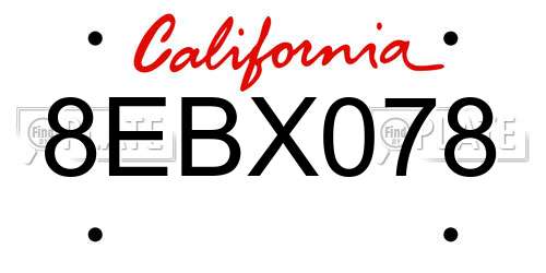 8EBX078 California License Plate
