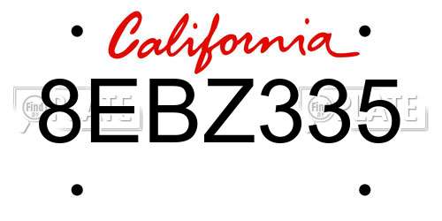8EBZ335 California License Plate