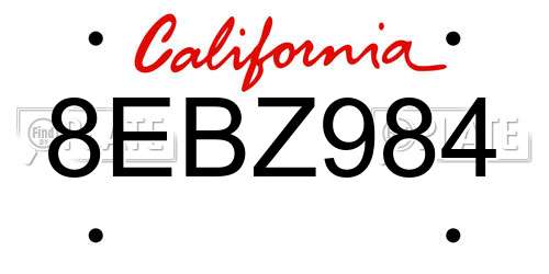 8EBZ984 California License Plate