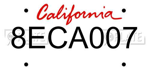 8ECA007 California License Plate