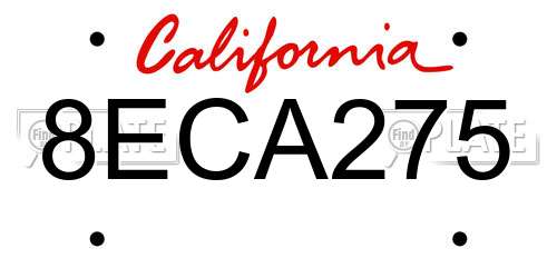 8ECA275 California License Plate