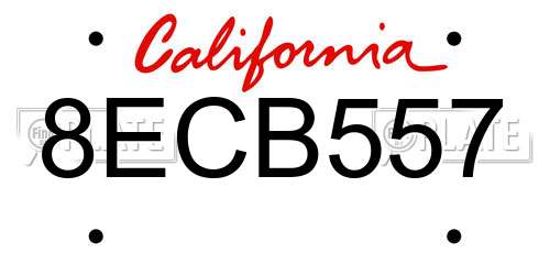 8ECB557 California License Plate